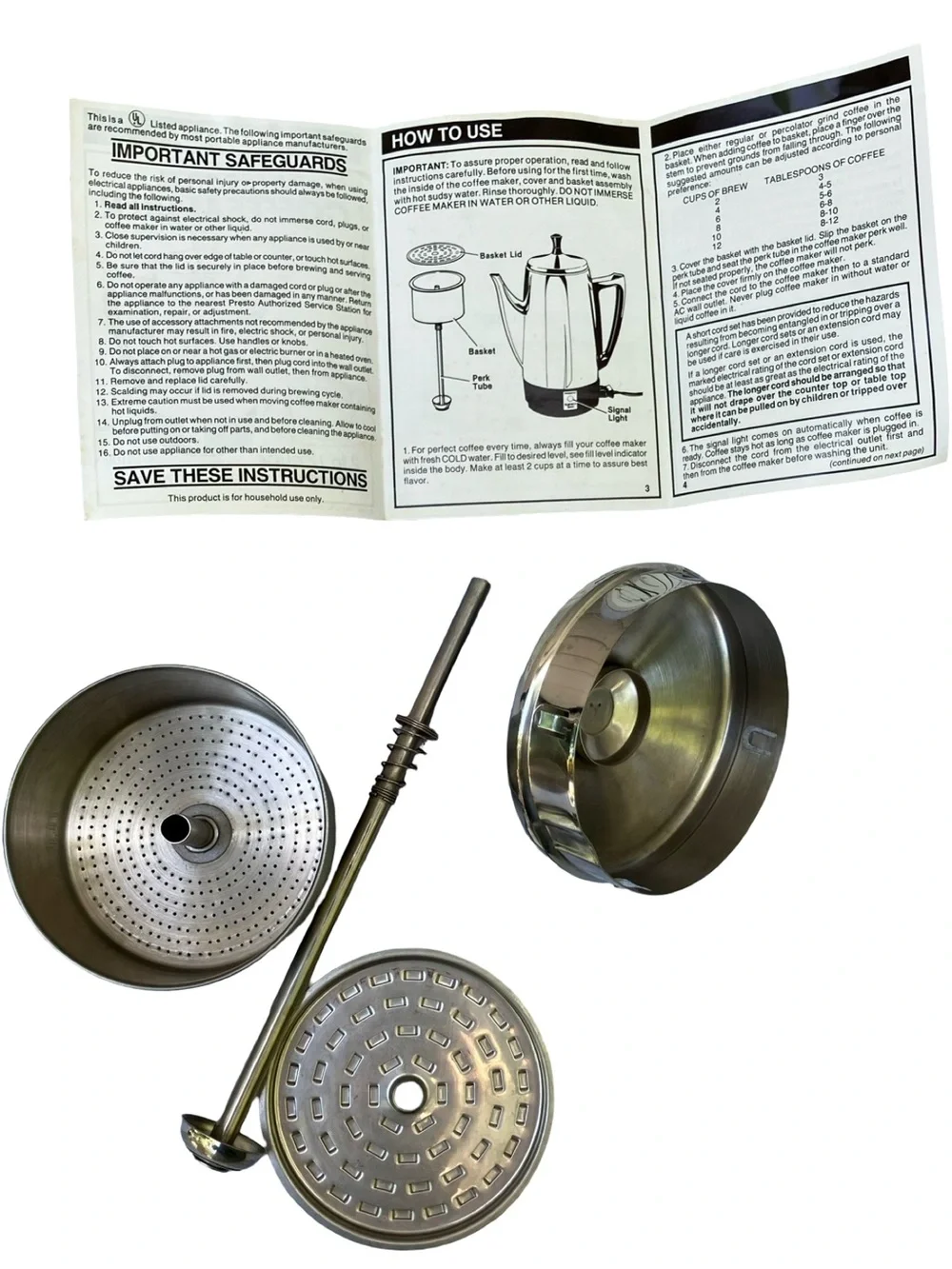 VTG PRESTO Stainless Coffee Pot Percolator 2-12 Cups Electric 1990s No Cable - Picture 3 of 15